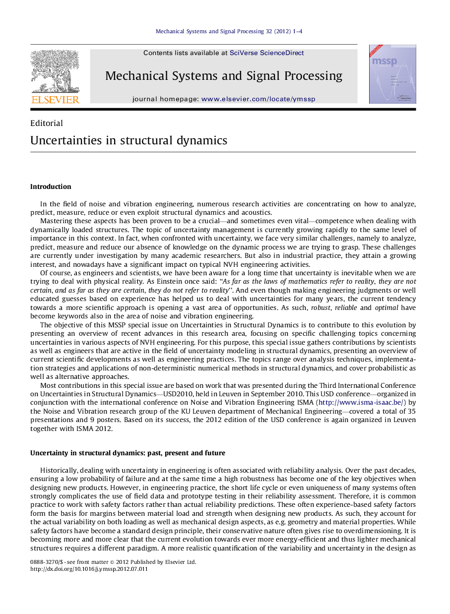 Uncertainties in structural dynamics