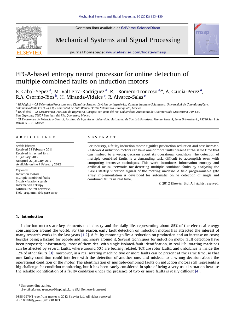 FPGA-based entropy neural processor for online detection of multiple combined faults on induction motors