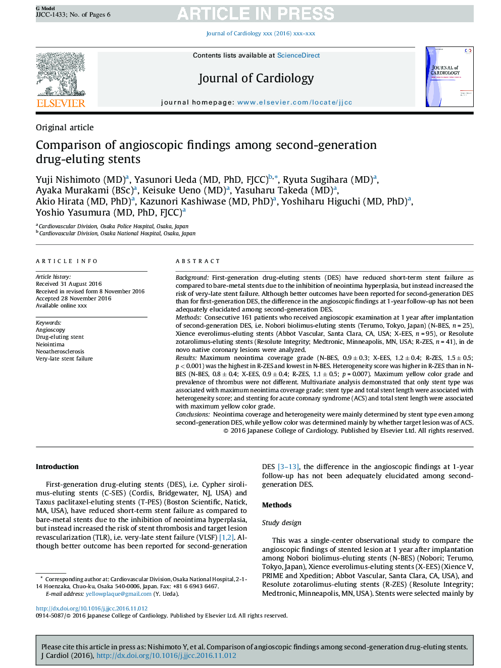 Comparison of angioscopic findings among second-generation drug-eluting stents