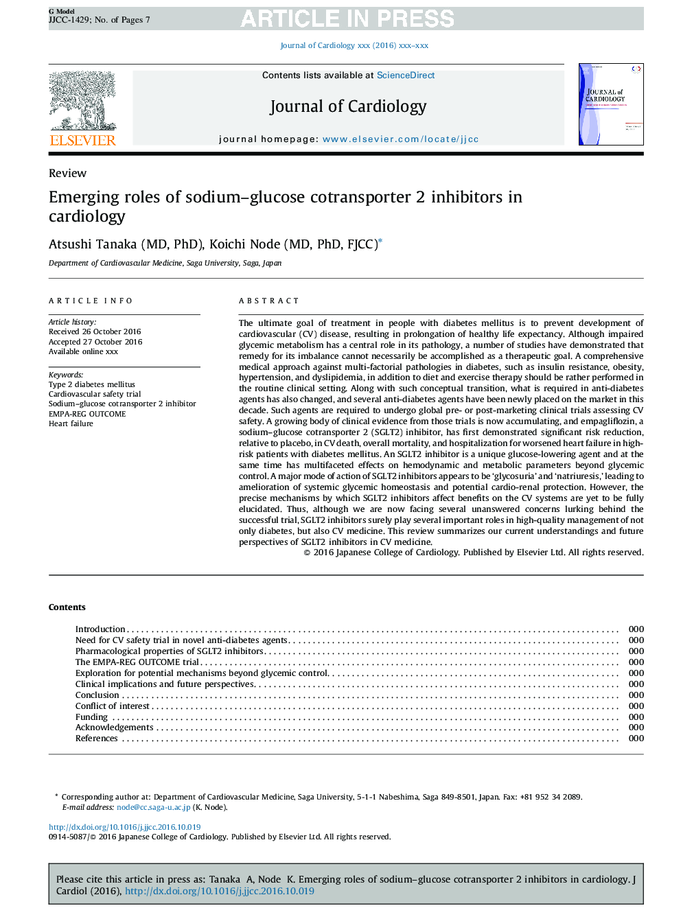 Emerging roles of sodium-glucose cotransporter 2 inhibitors in cardiology