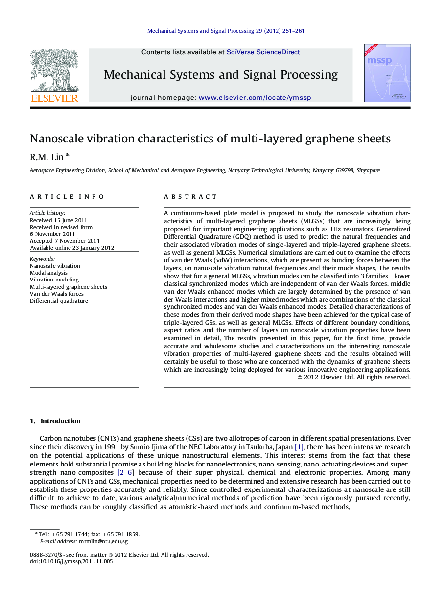 Nanoscale vibration characteristics of multi-layered graphene sheets