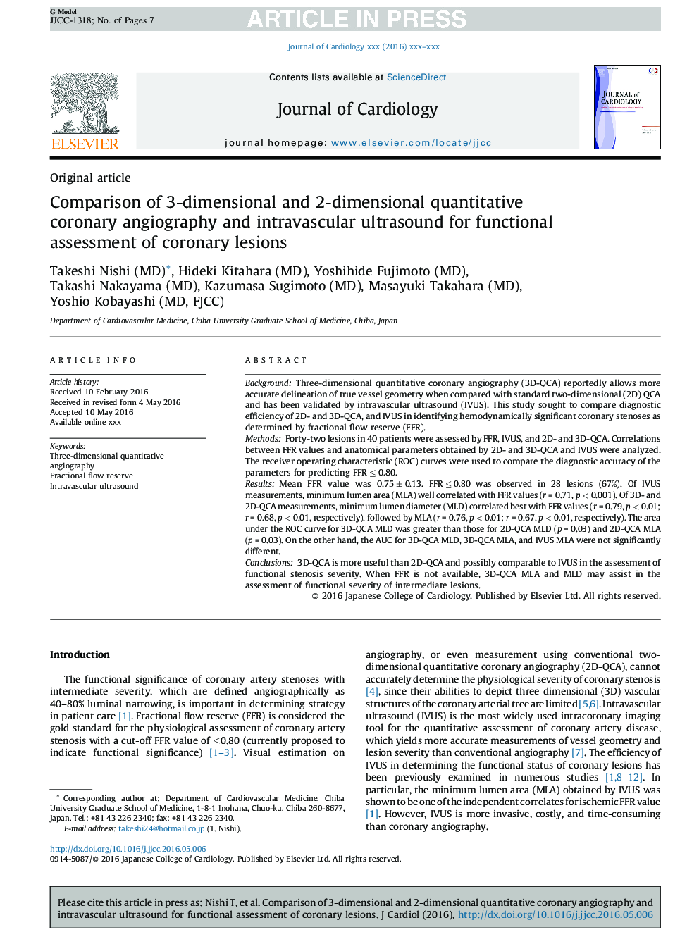 Comparison of 3-dimensional and 2-dimensional quantitative coronary angiography and intravascular ultrasound for functional assessment of coronary lesions