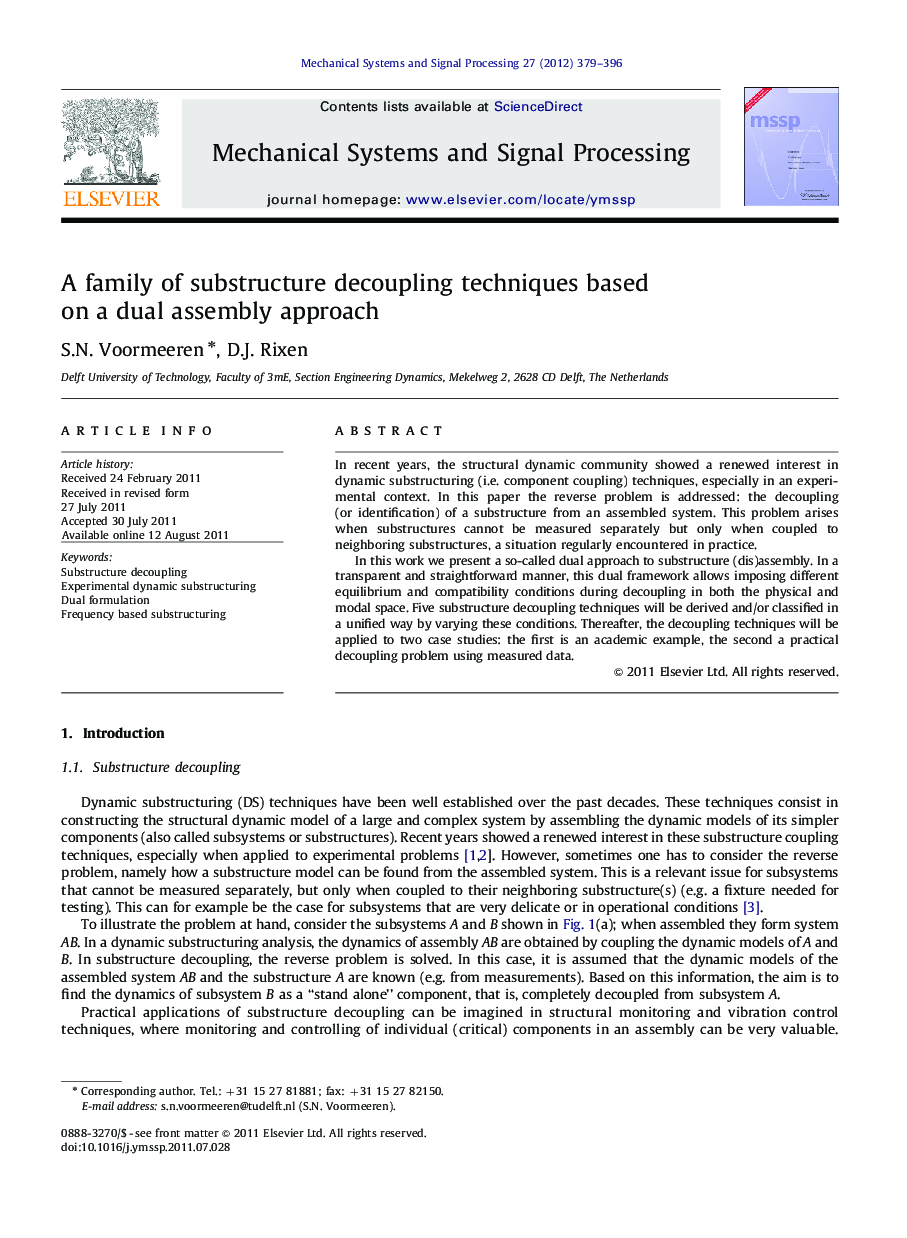 A family of substructure decoupling techniques based on a dual assembly approach