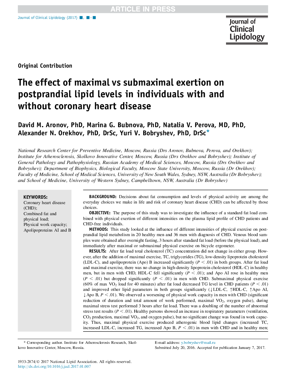 The effect of maximal vs submaximal exertion on postprandial lipid levels in individuals with and without coronary heart disease