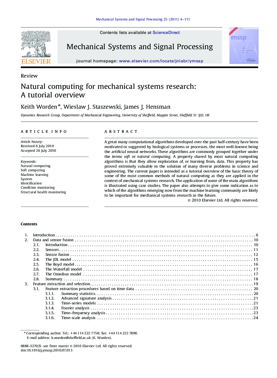 Natural computing for mechanical systems research: A tutorial overview