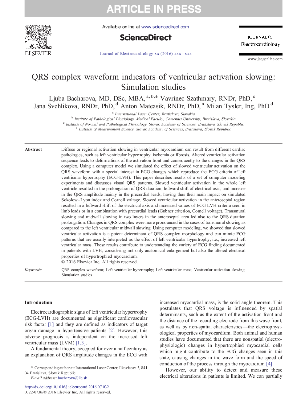 QRS complex waveform indicators of ventricular activation slowing: Simulation studies