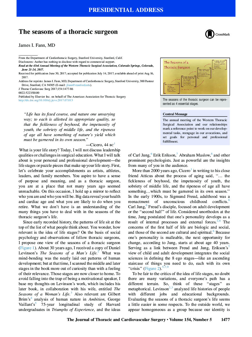 The seasons of a thoracic surgeon