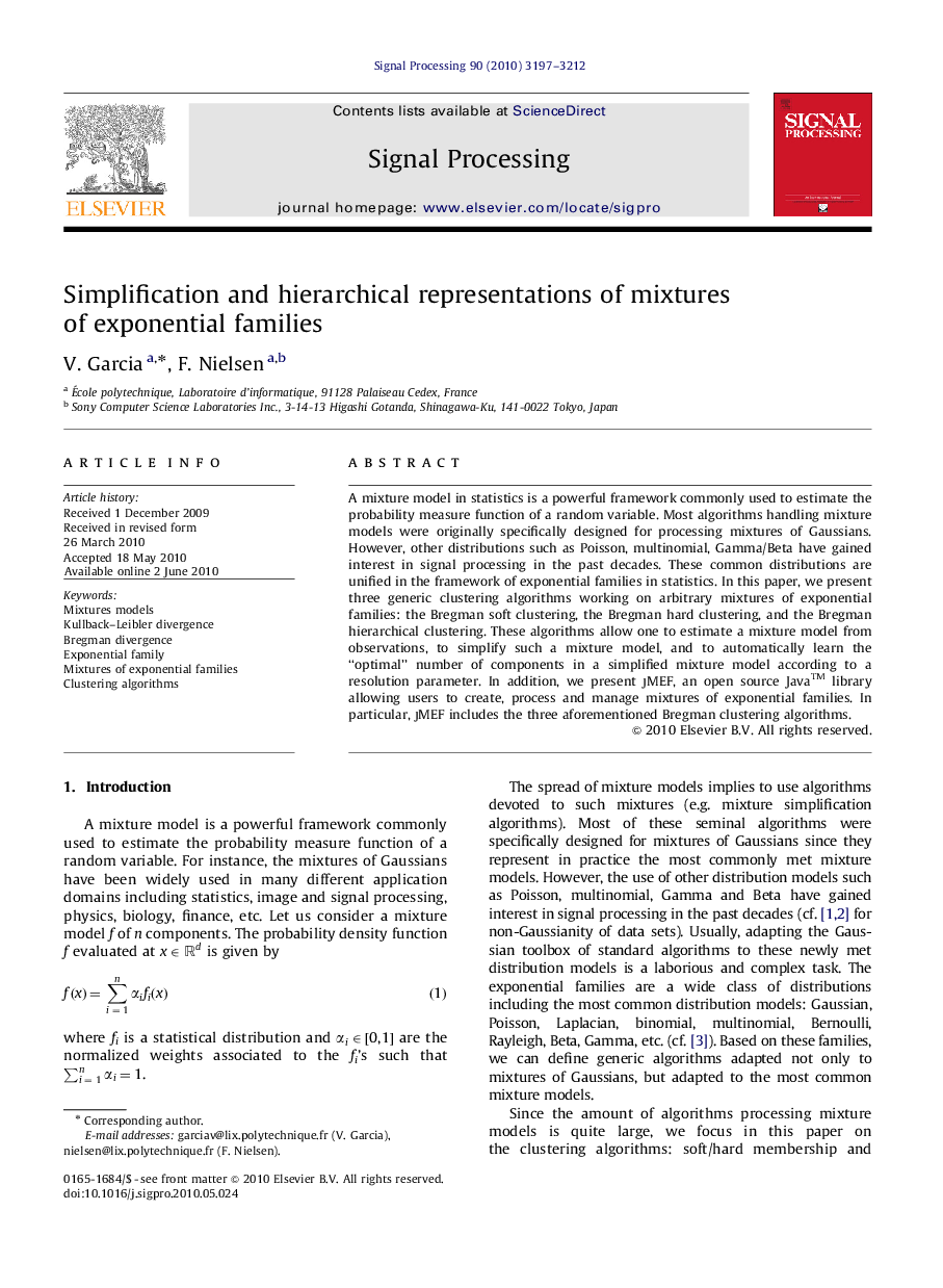 Simplification and hierarchical representations of mixtures of exponential families