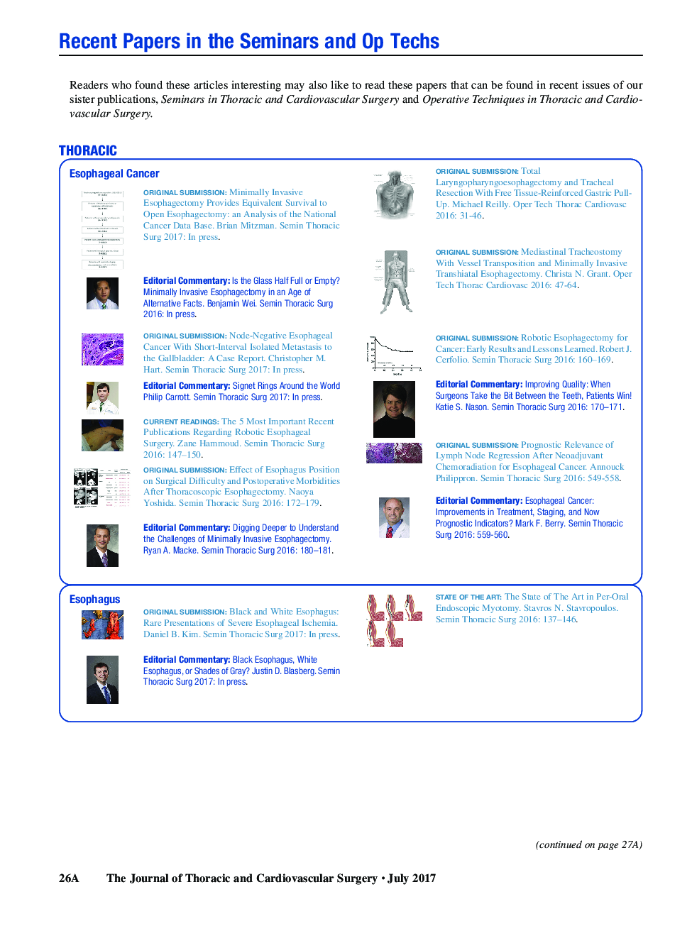Recent Papers in the Seminars and Op Techs