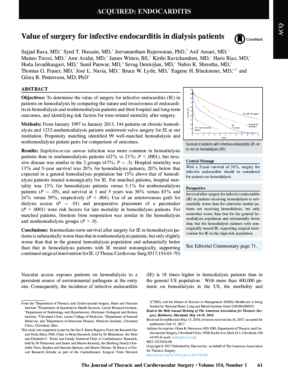 Value of surgery for infective endocarditis in dialysis patients