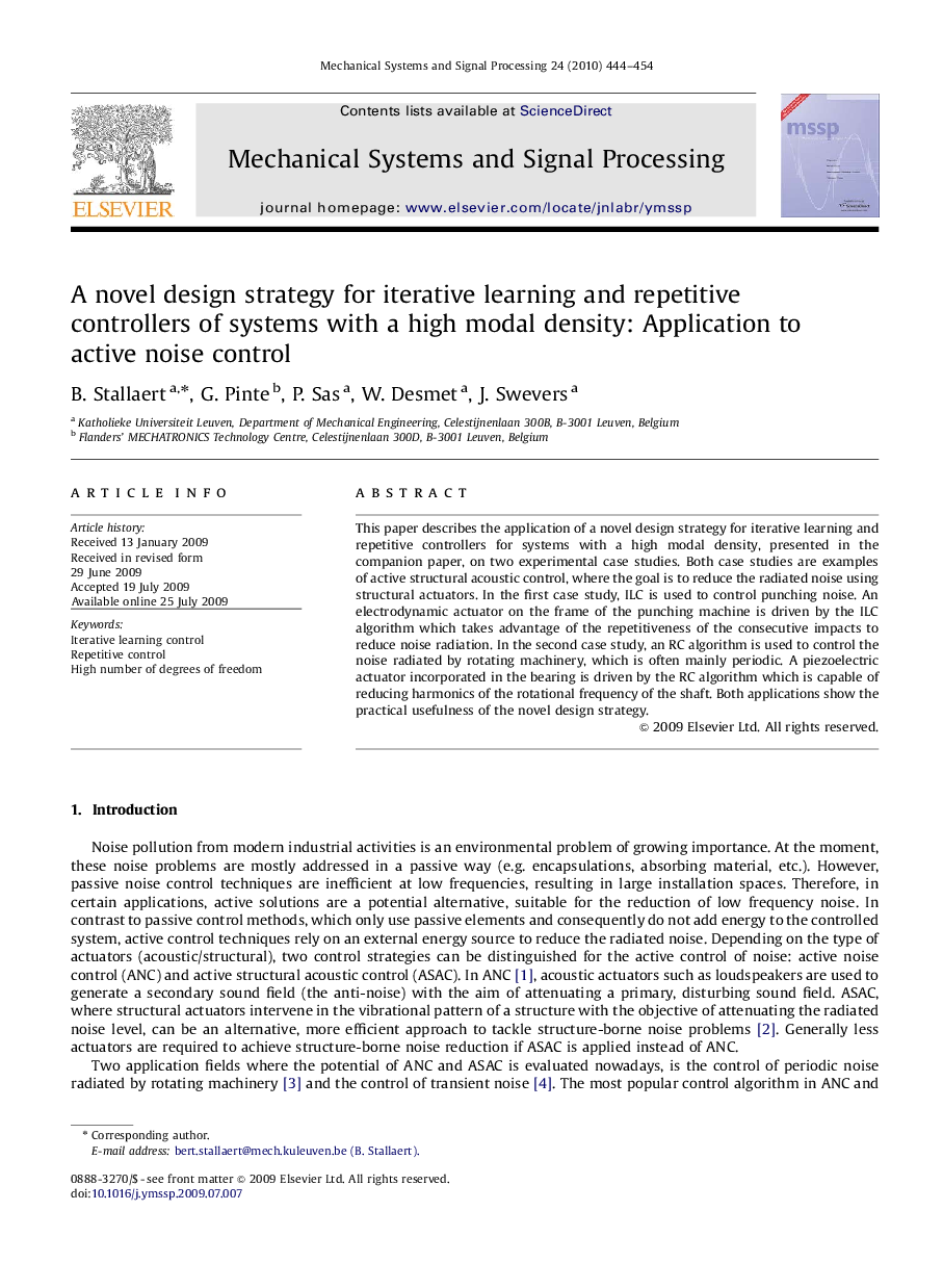 A novel design strategy for iterative learning and repetitive controllers of systems with a high modal density: Application to active noise control