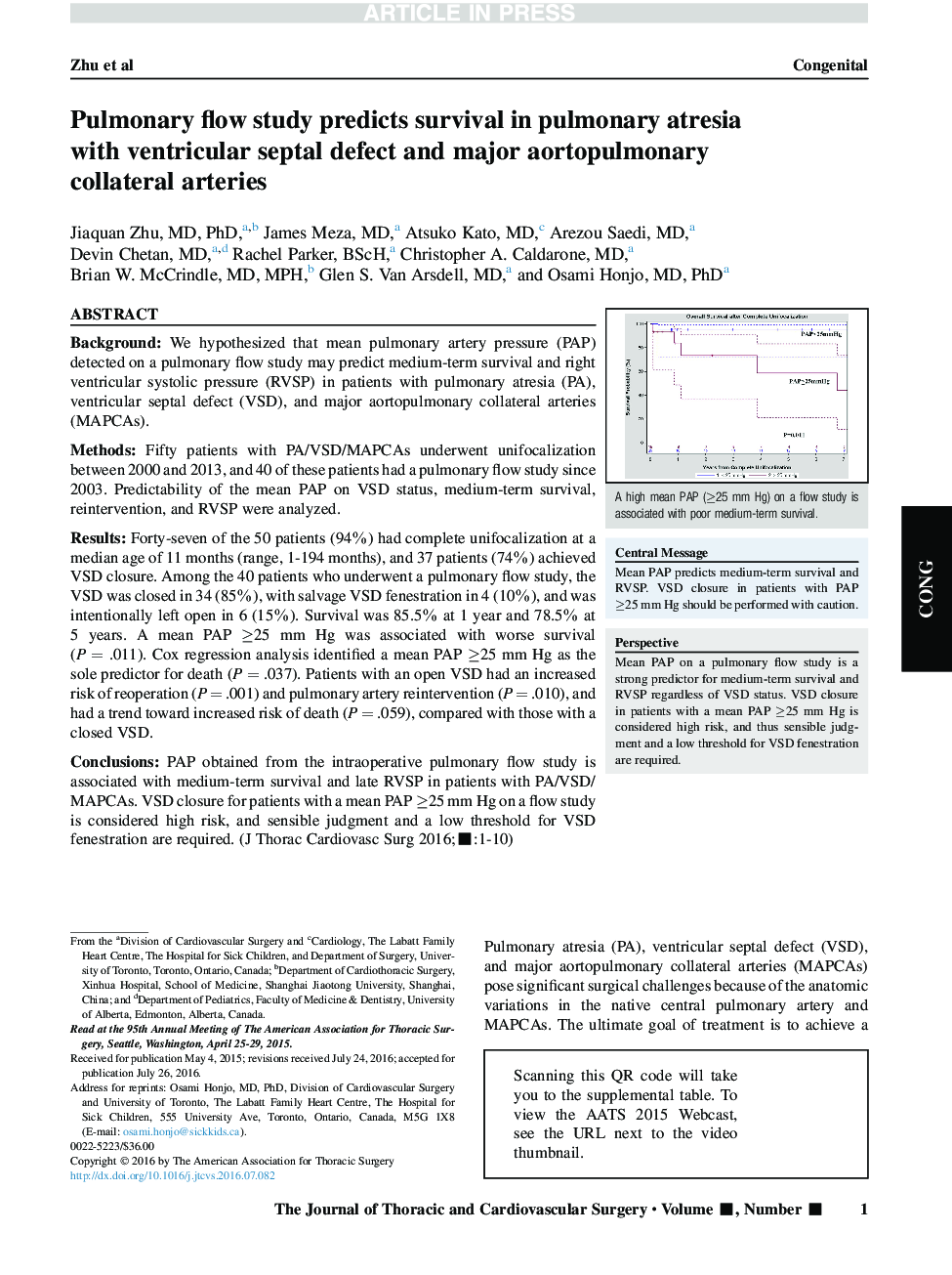 Pulmonary flow study predicts survival in pulmonary atresia with ventricular septal defect and major aortopulmonary collateral arteries