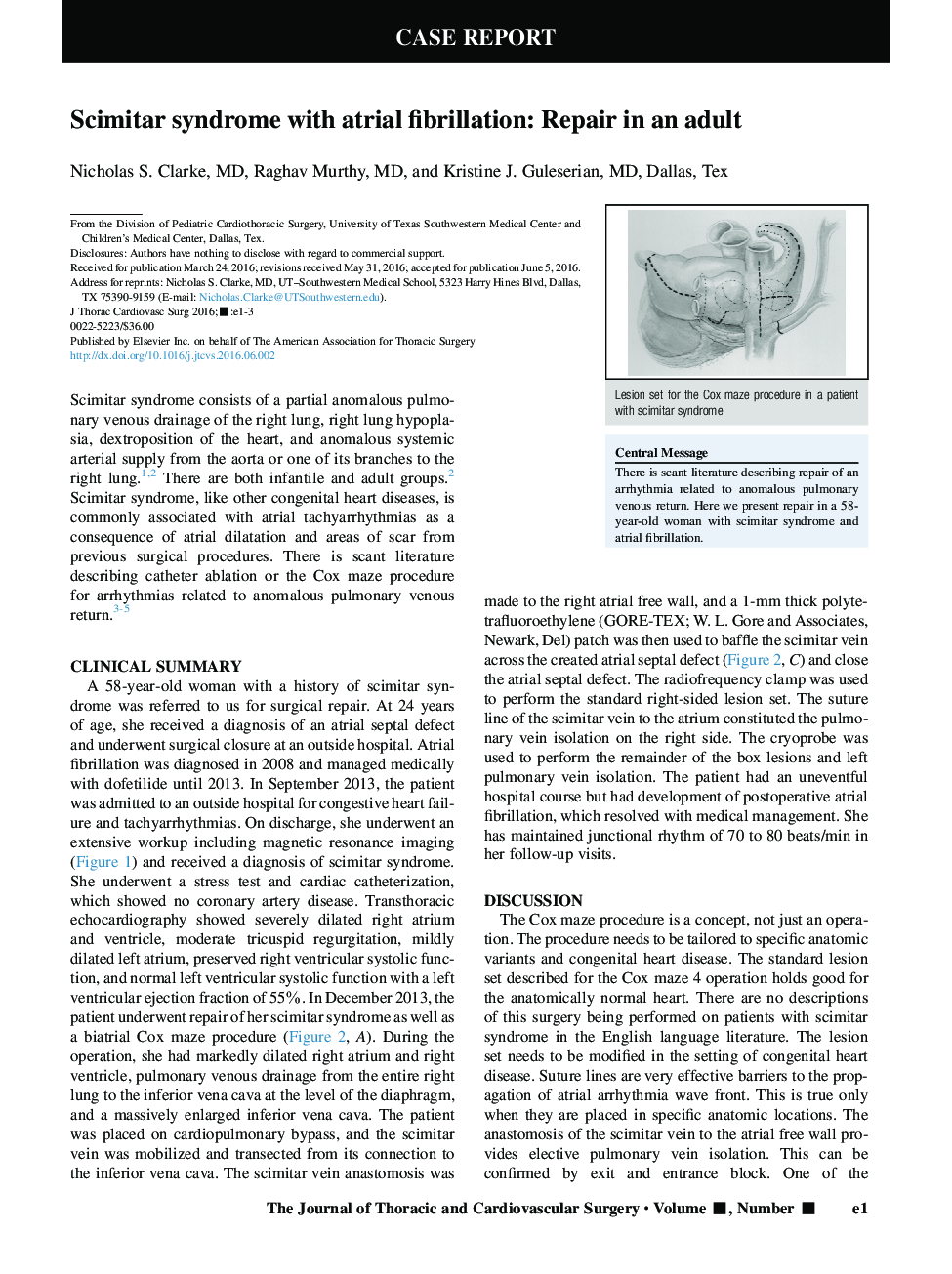Scimitar syndrome with atrial fibrillation: Repair in an adult