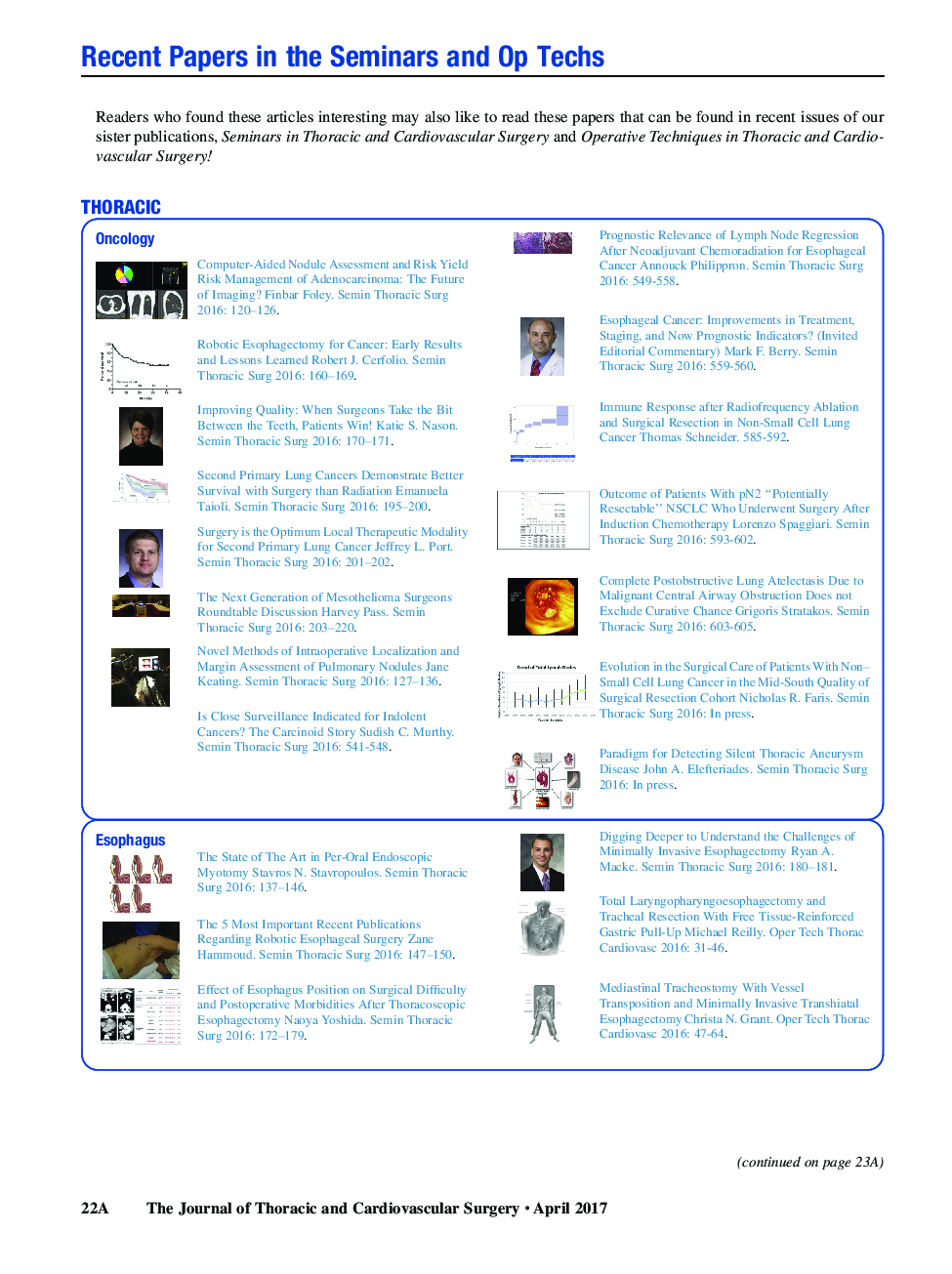 Recent Papers in the Seminars and Op Techs