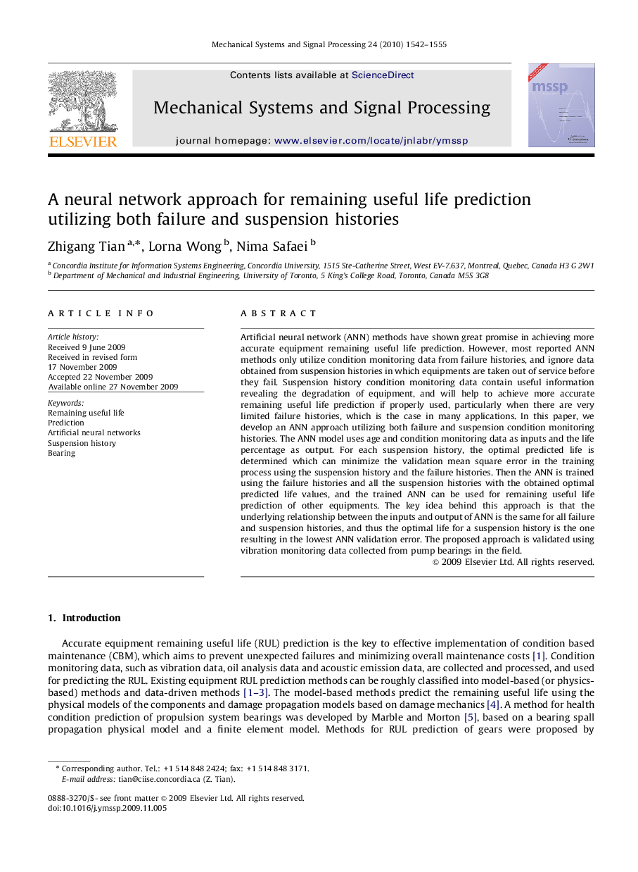 A neural network approach for remaining useful life prediction utilizing both failure and suspension histories