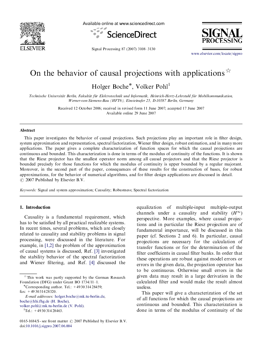 On the behavior of causal projections with applications 