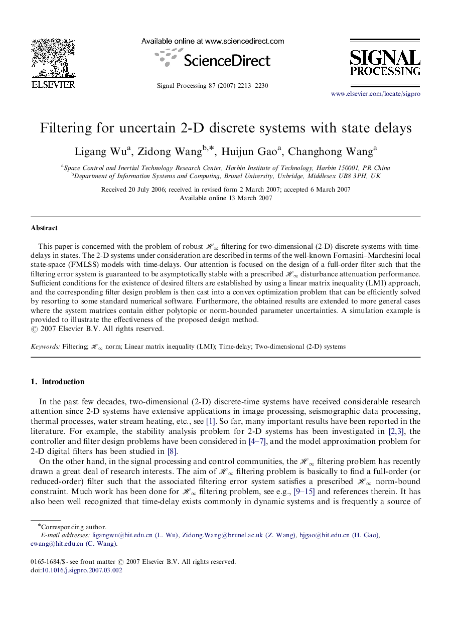 Filtering for uncertain 2-D discrete systems with state delays