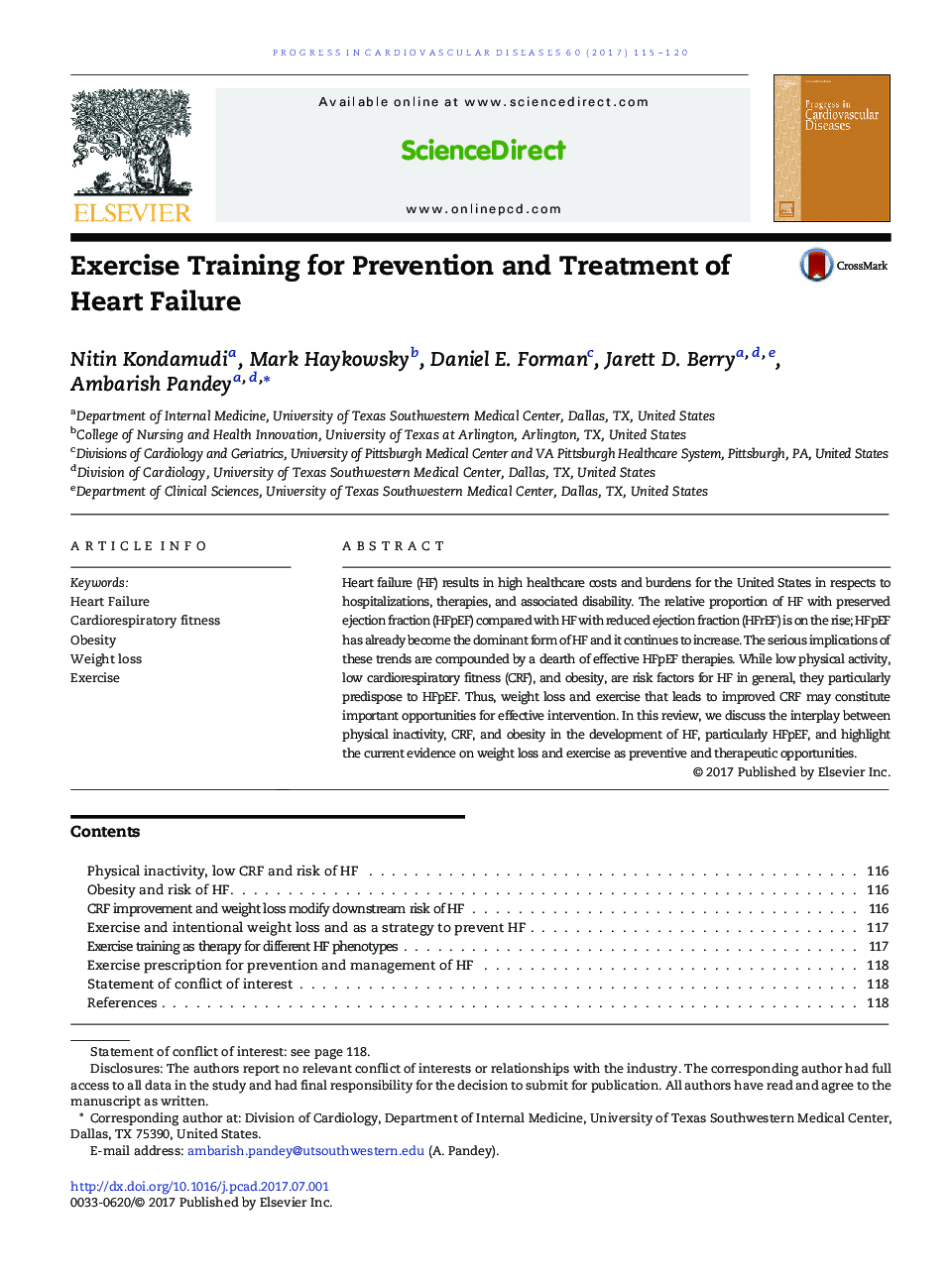 Exercise Training for Prevention and Treatment of Heart Failure