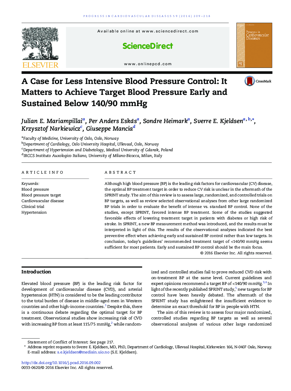 A Case for Less Intensive Blood Pressure Control: It Matters to Achieve Target Blood Pressure Early and Sustained Below 140/90Â mmHg