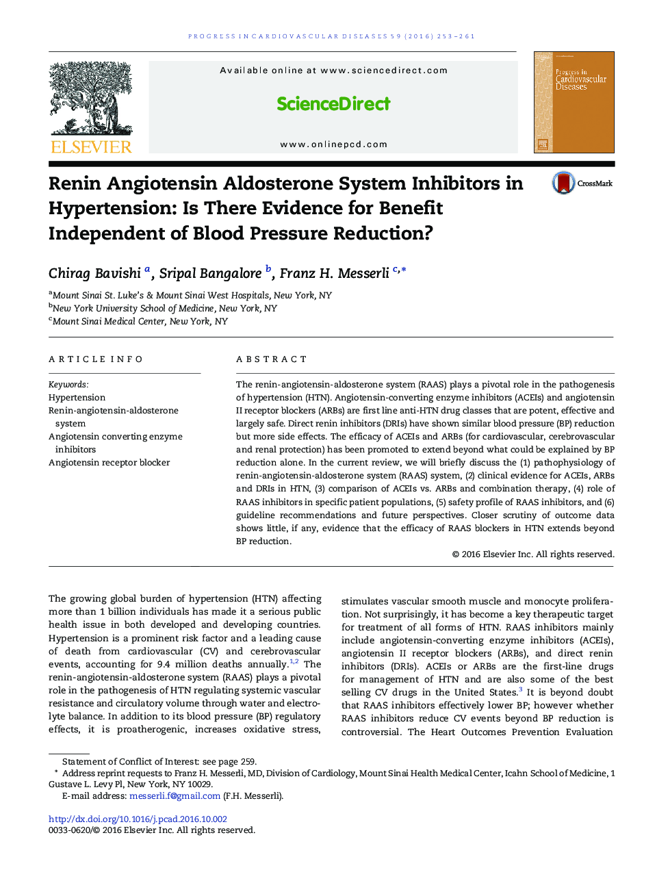 مهار کننده های سیستم آنژیوتانسین رینین آلدوسترون در پرفشاری خون: آیا برای اثربخشی مستقل از کاهش فشار خون اثبات شده است؟ 