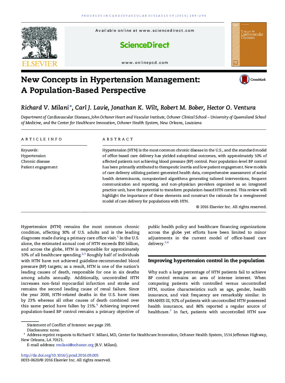 New Concepts in Hypertension Management: A Population-Based Perspective