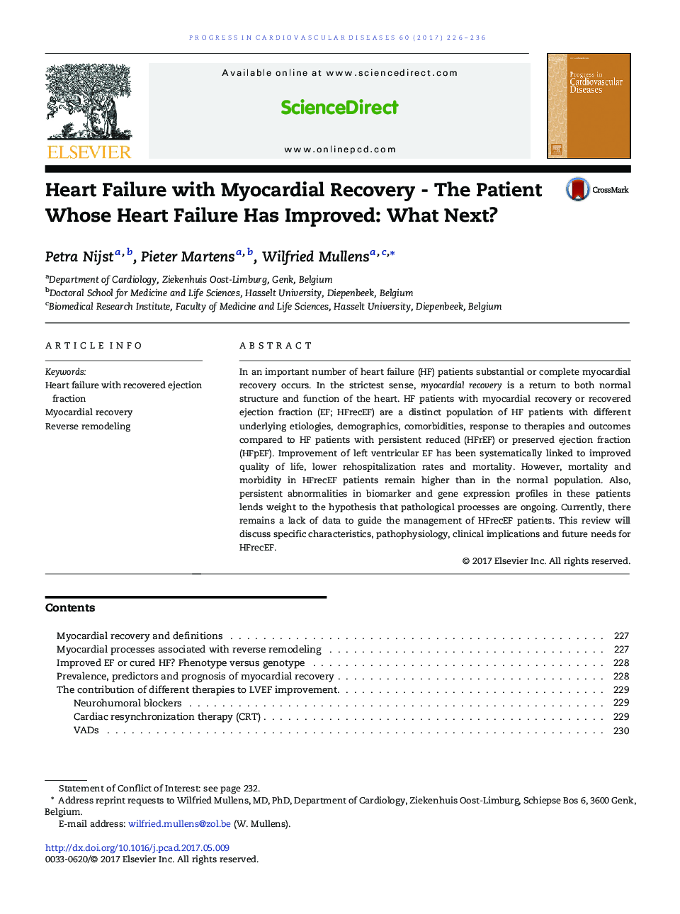 Heart Failure with Myocardial Recovery - The Patient Whose Heart Failure Has Improved: What Next?