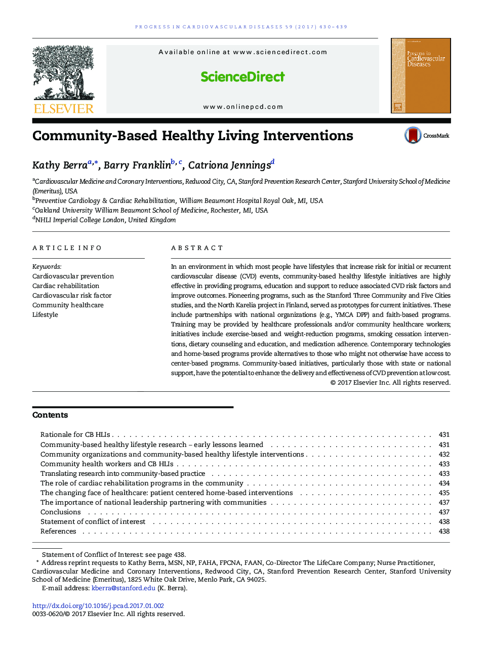 Community-Based Healthy Living Interventions