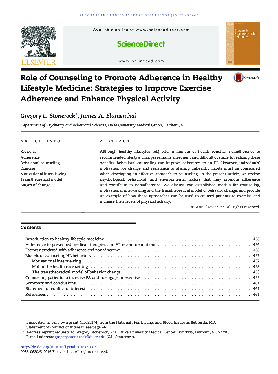 Role of Counseling to Promote Adherence in Healthy Lifestyle Medicine: Strategies to Improve Exercise Adherence and Enhance Physical Activity