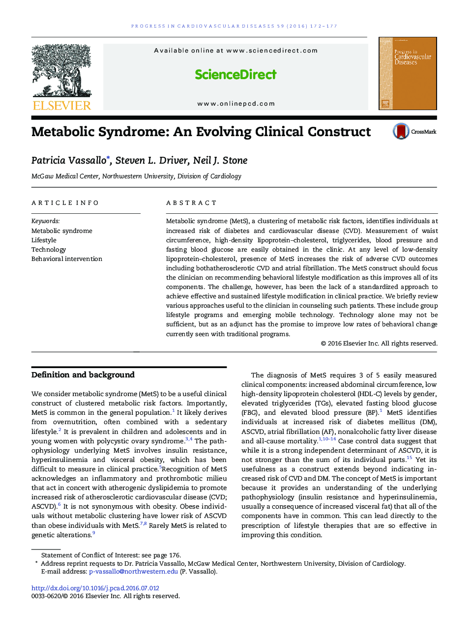 Metabolic Syndrome: An Evolving Clinical Construct