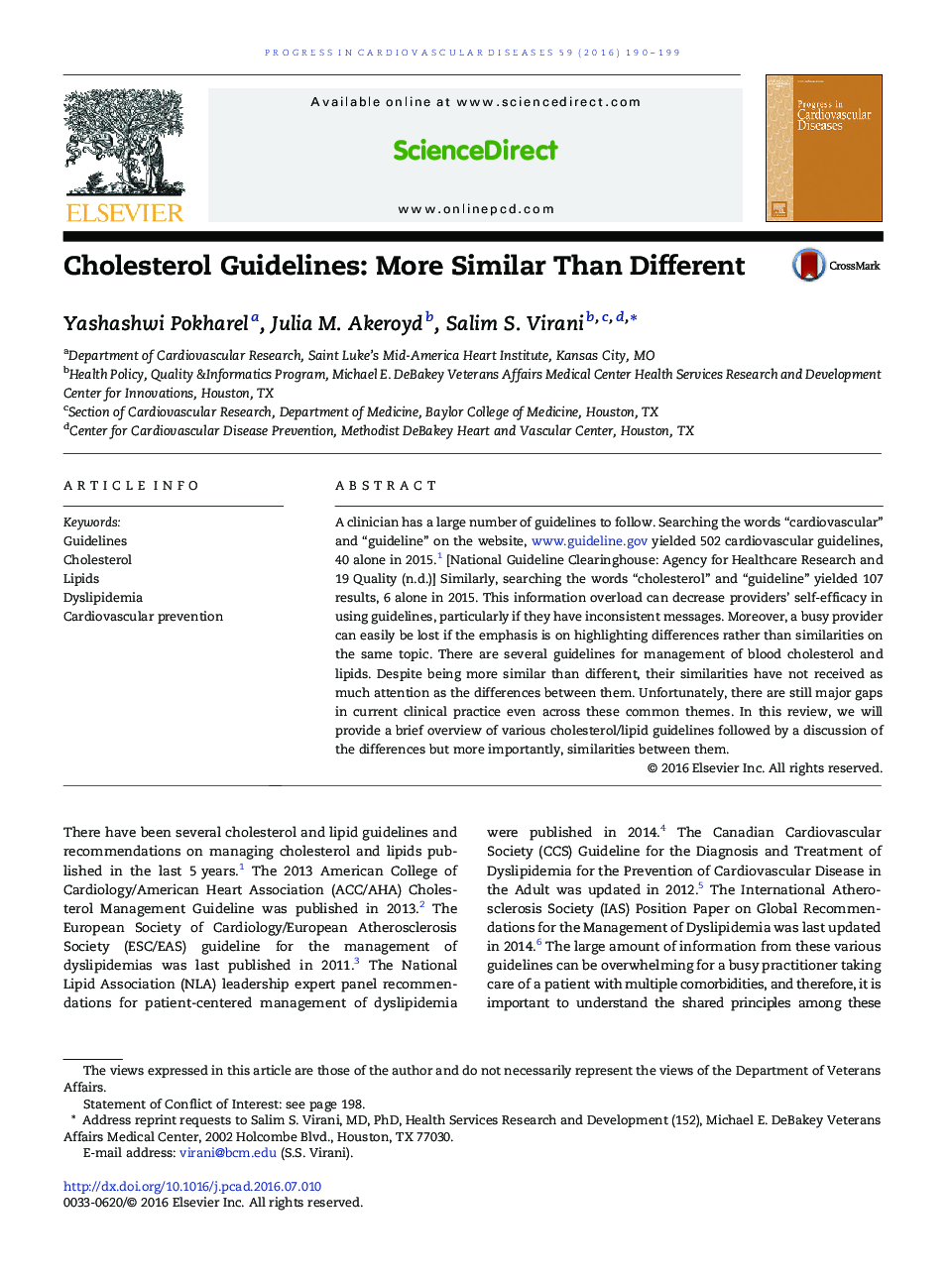 Cholesterol Guidelines: More Similar Than Different