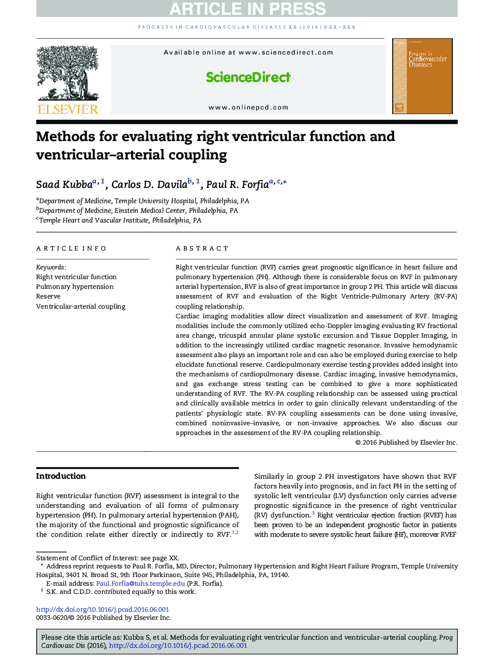 Methods for Evaluating Right Ventricular Function and Ventricular-Arterial Coupling