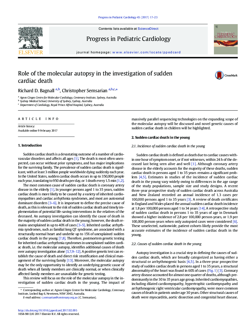 Role of the molecular autopsy in the investigation of sudden cardiac death