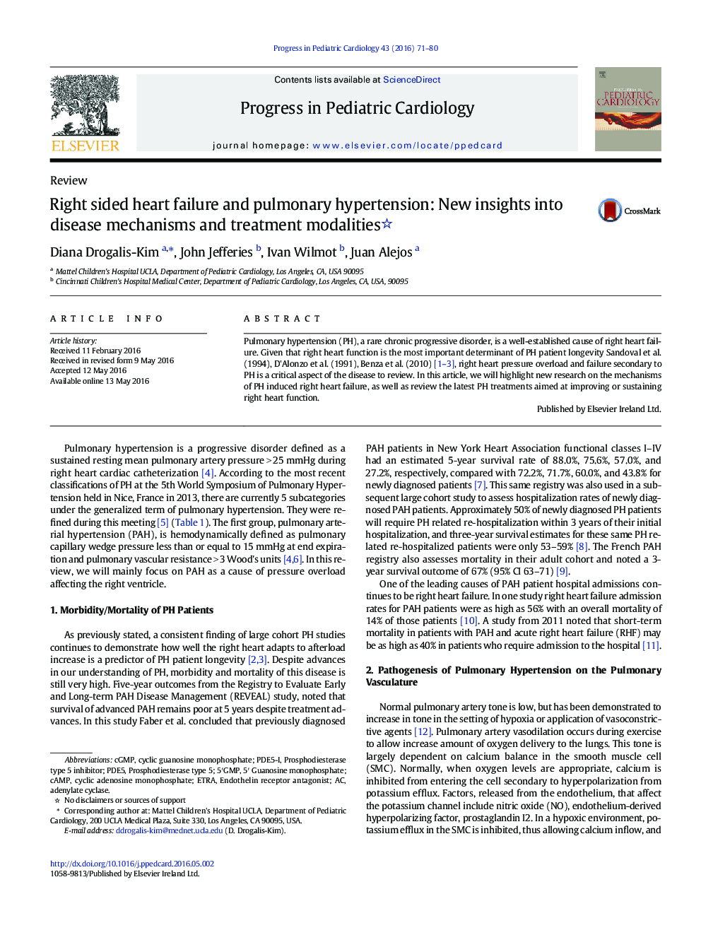 ReviewRight sided heart failure and pulmonary hypertension: New insights into disease mechanisms and treatment modalities