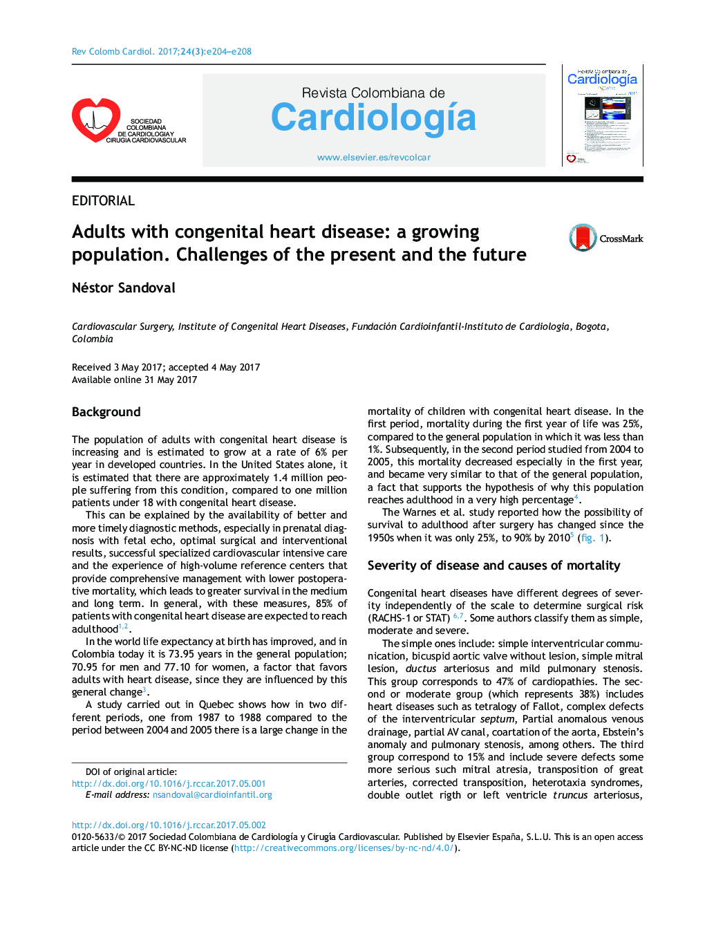 Adults with congenital heart disease: a growing population. Challenges of the present and the future