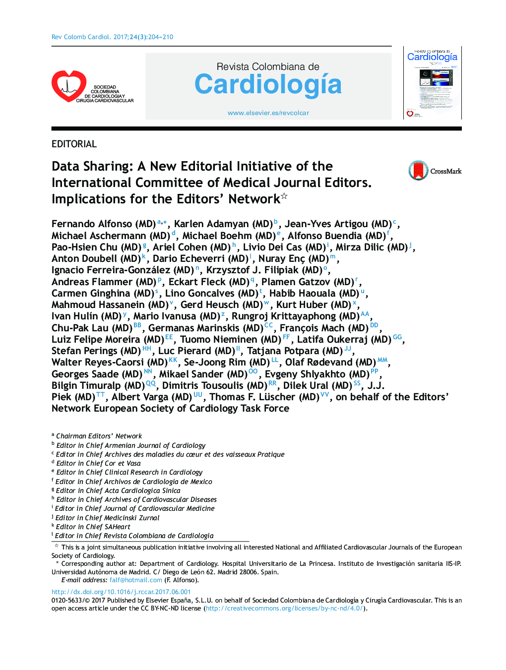 EDITORIALData Sharing: A New Editorial Initiative of the International Committee of Medical Journal Editors. Implications for the Editors' NetworkIntercambio de datos en red: una nueva iniciativa editorial del Comité Internacional de Editores de Revist