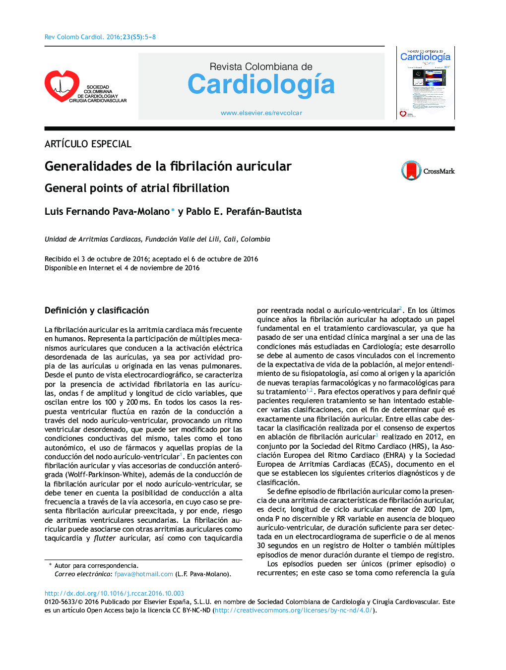 Generalidades de la fibrilación auricular