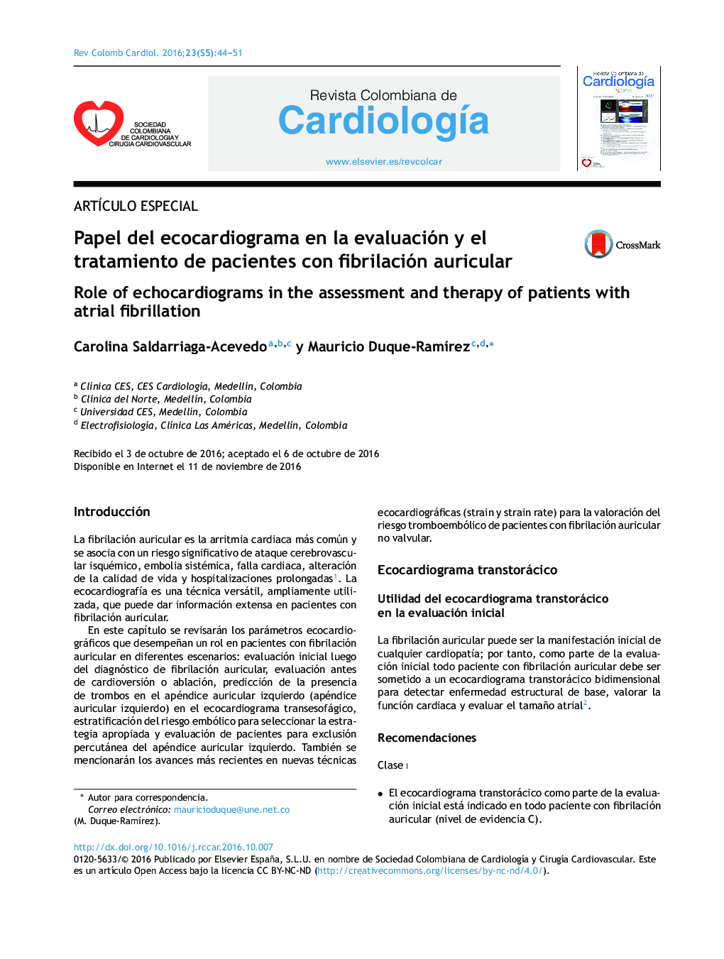 Papel del ecocardiograma en la evaluación y el tratamiento de pacientes con fibrilación auricular