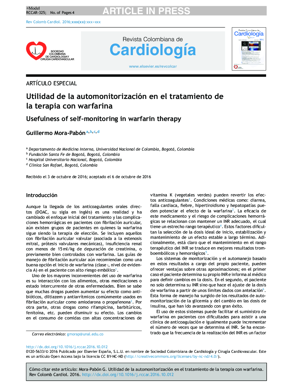 Utilidad de la automonitorización en el tratamiento de la terapia con warfarina