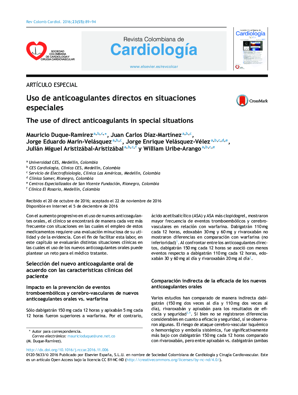 Uso de anticoagulantes directos en situaciones especiales