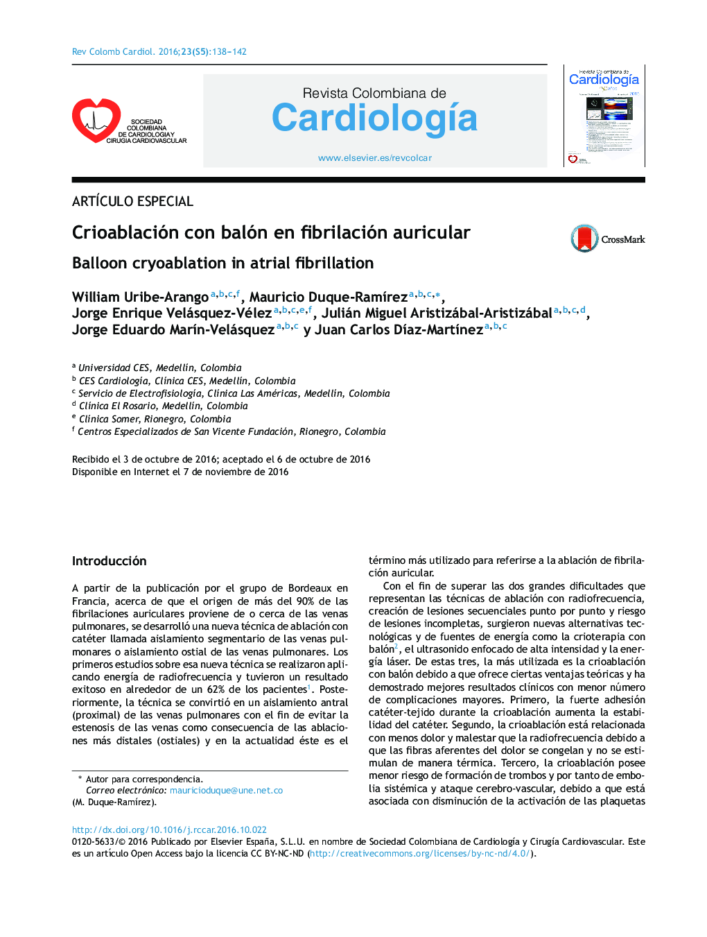 Crioablación con balón en fibrilación auricular