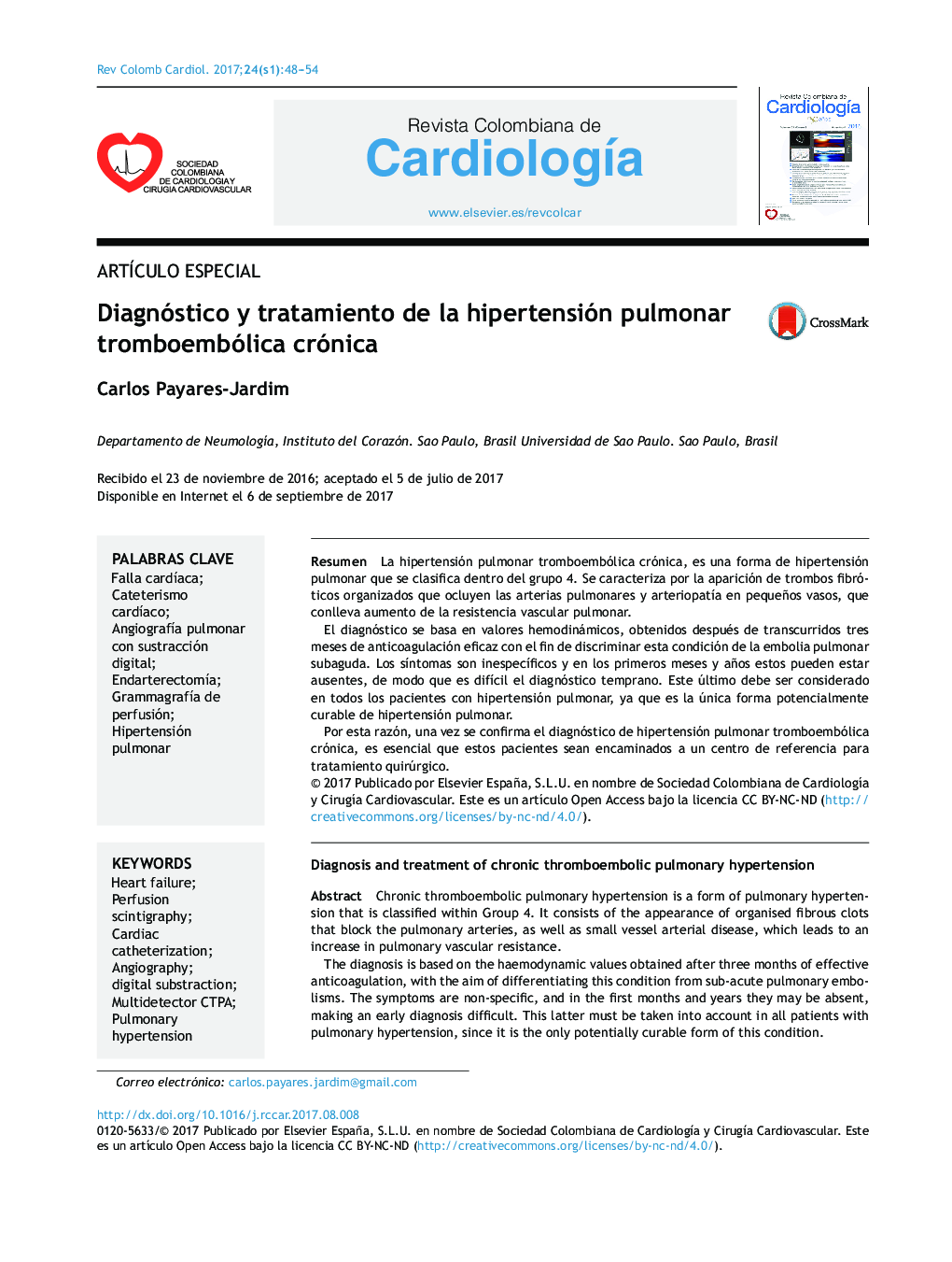Diagnóstico y tratamiento de la hipertensión pulmonar tromboembólica crónica