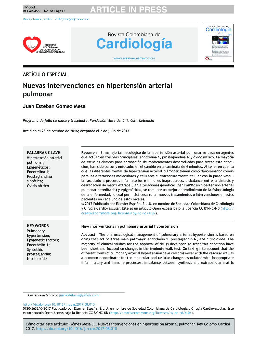 Nuevas intervenciones en hipertensión arterial pulmonar