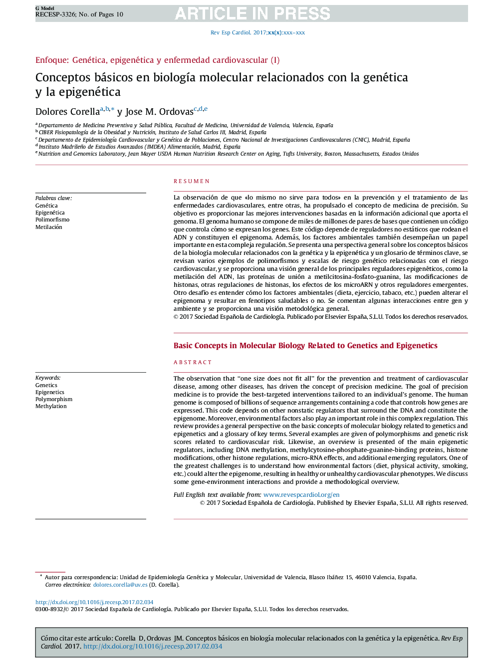 Conceptos básicos en biologÃ­a molecular relacionados con la genética y la epigenética