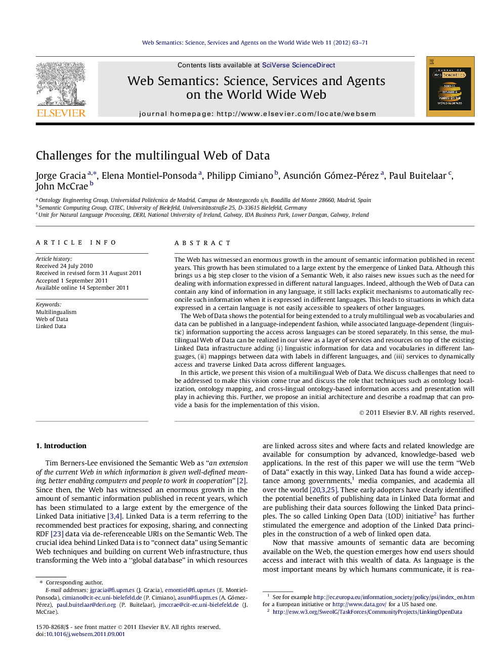 Challenges for the multilingual Web of Data