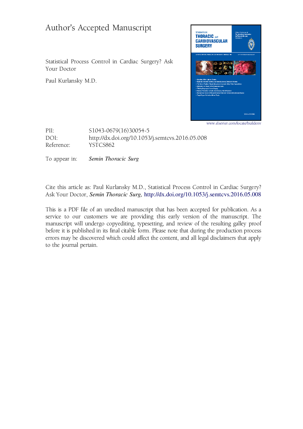 Statistical Process Control in Cardiac Surgery? Ask Your Doctor
