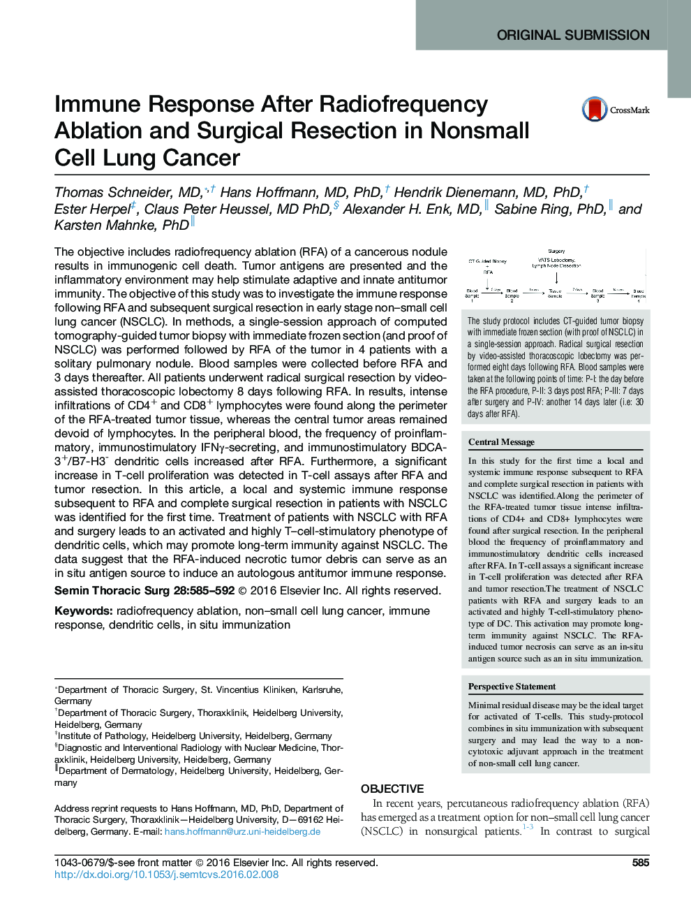 Original SubmissionImmune Response After Radiofrequency Ablation and Surgical Resection in Nonsmall Cell Lung Cancer