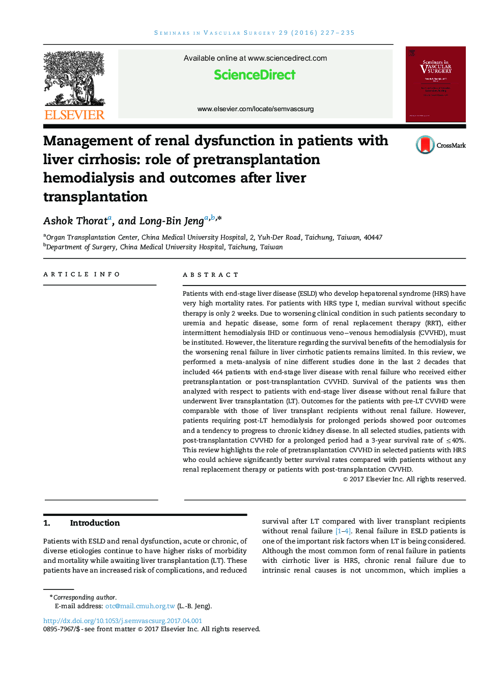 Management of renal dysfunction in patients with liver cirrhosis: role of pretransplantation hemodialysis and outcomes after liver transplantation