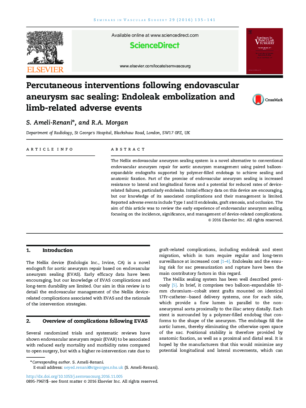 Percutaneous interventions following endovascular aneurysm sac sealing: Endoleak embolization and limb-related adverse events