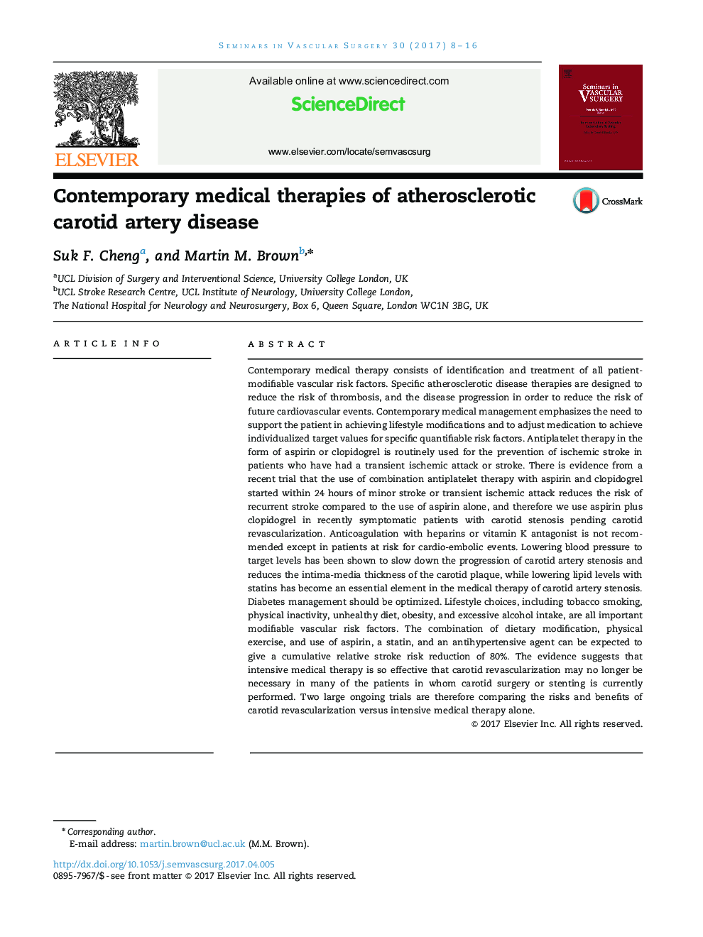 Contemporary medical therapies of atherosclerotic carotid artery disease