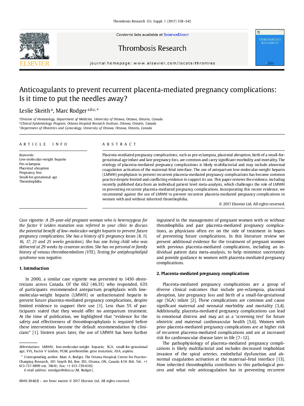 PAPERSAnticoagulants to prevent recurrent placenta-mediated pregnancy complications: Is it time to put the needles away?